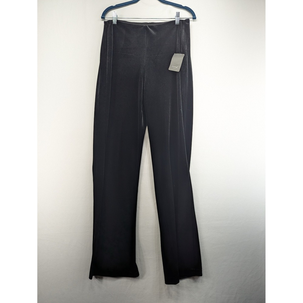 Lysse New York Black Velvet Wide Leg Pants 360 Smoothing Waistband NWT Large